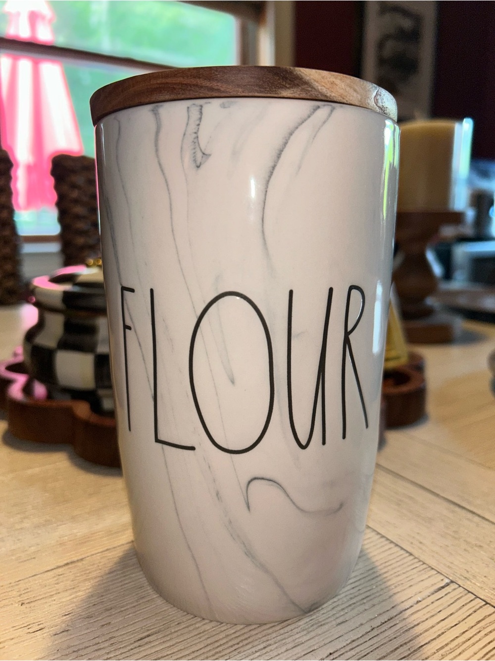 Rae Dunn Marble Flour Canister with Wood Lid - New without Tag